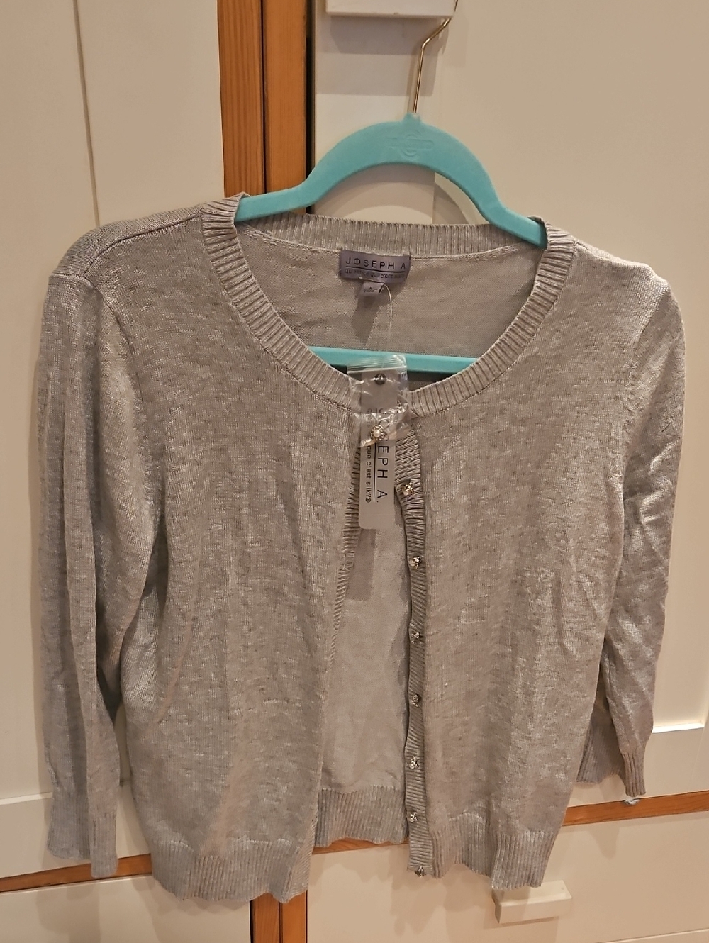 Joseph A Light Gray  Button-Front Cardigan